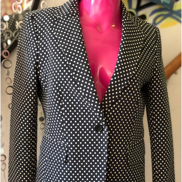 Ann Taylor Navy and white polka dot blazer NWT size 6 - Picture 1 of 6